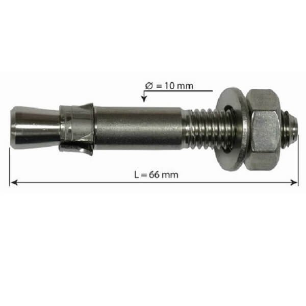 עוגן חץ 10ממ אורך 66ממ עם כתר בודד HNGFIX M10C