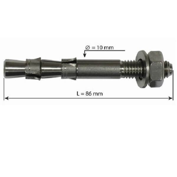 עוגן חץ 10ממ באורך 86ממ עם שני כתרים   HNGFIX M10L