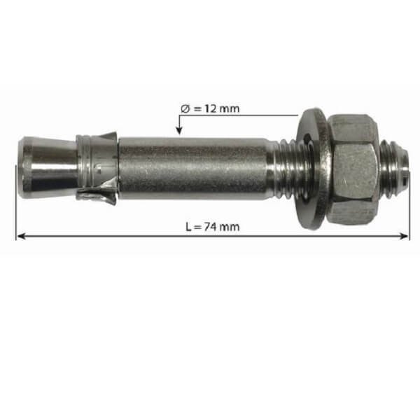 עוגן חץ 12ממ באורך 74ממ, כתר בודד  HANG FIX M12C